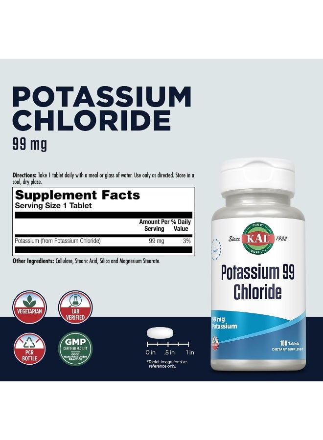 KAL Potassium 99 Chloride, 99 mg, 100 Tablets - Image 2