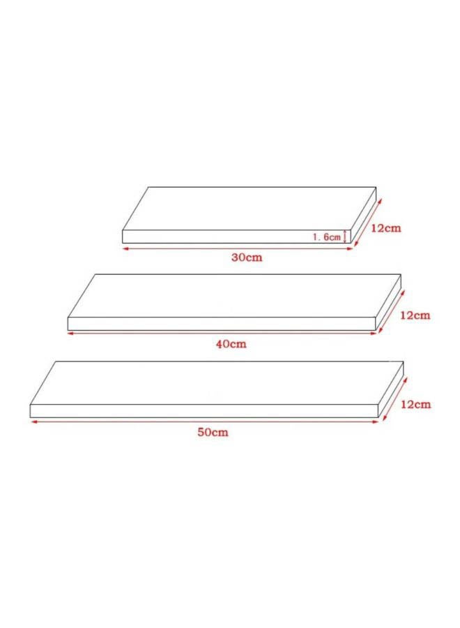 3-Piece Qiangtie Floating Shelve Set White Wood White Small Shelf(30x12x1.6).Medium Shelf(40x12x1.6).Big Shelf(50x12x1.6)cm - Image 4