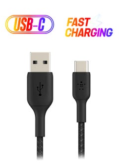 belkin Boostcharge Braided Usb Type C Cable, Usb-C To Usb-A Cable, Usb C Charger Cable For Iphone 15, Samsung Galaxy S24, Google Pixel, Ipad, Macbook, Nintendo Switch And More - 1M Black  - Image 1
