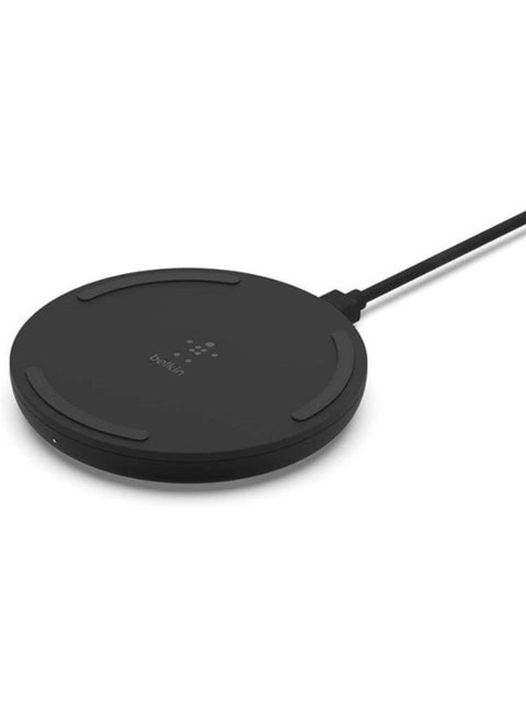 BoostCharge Wireless Charging Pad 10W Qi-Certified Fast Wireless Charger For iPhone 15, 14, 13 Or Older, Samsung, Google, Huawei, More Wall Plug Not Included Black