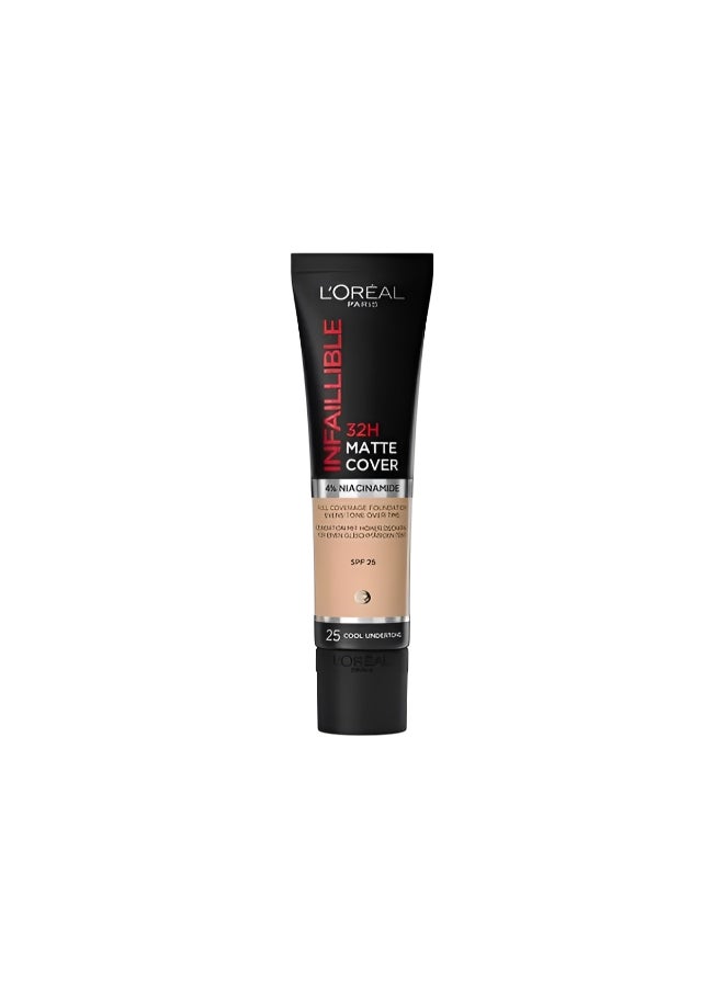 L'OREAL PARIS Infallible 24H Matte Cover Cream Foundation 25 Rose Ivory - Image 1