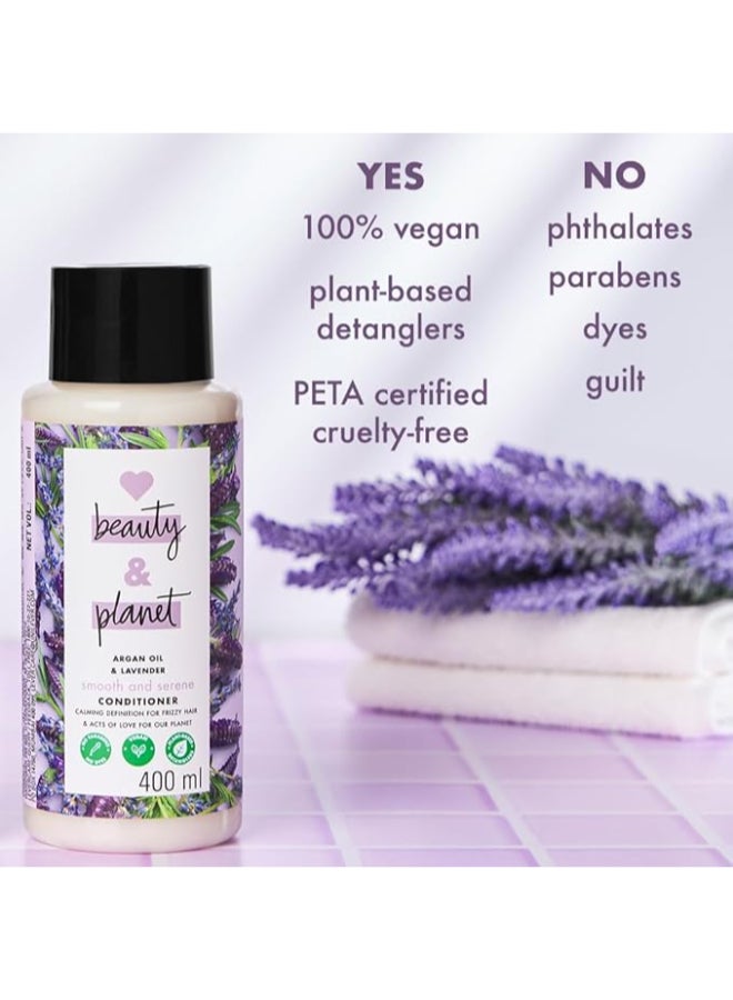 love beauty and planet - Argan Oil And Lavender Sulphate, Paraben And Dye Free Conditioner For Dry And Frizzy Hair 400ml - Image 1