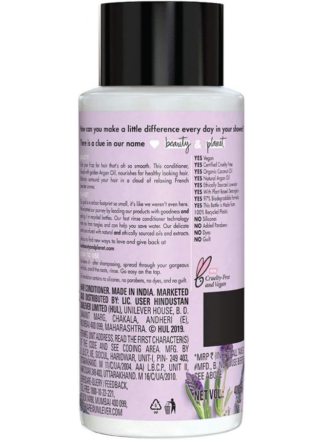 love beauty and planet - Argan Oil And Lavender Sulphate, Paraben And Dye Free Conditioner For Dry And Frizzy Hair 400ml - Image 1