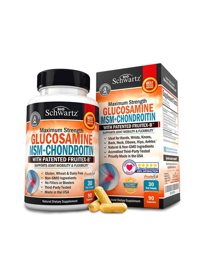 Maximum Strength Glucosamine MSM Plus Chondroitin - 90 Capsules