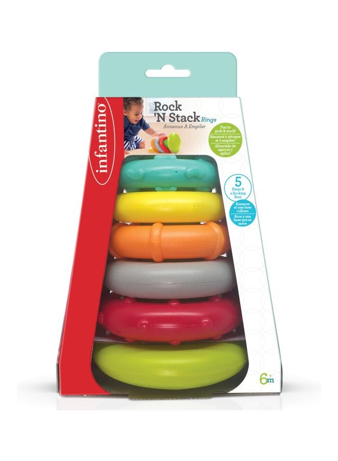Infantino Rock’n Stack Rings Baby Toy – Colorful Stacking & Sorting Playset for 6+ Months - Image 2