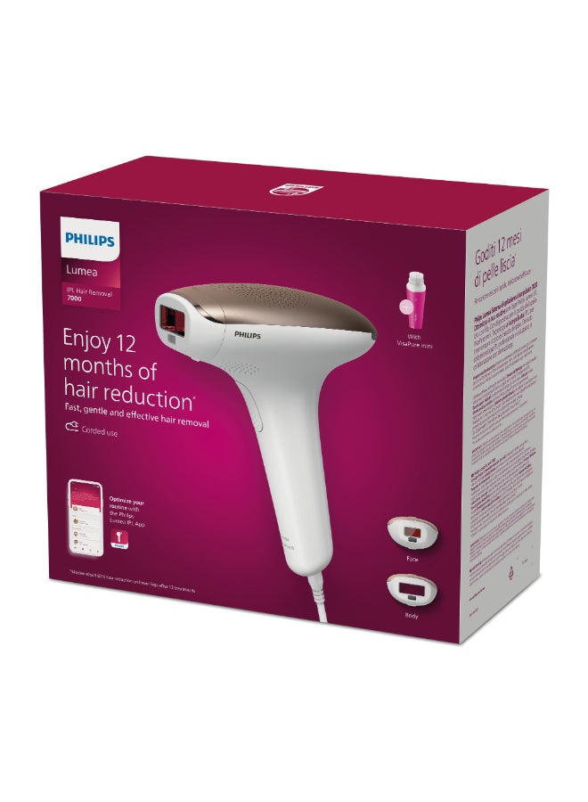 Philips - Philips Lumea IPL, Hair Removal, 7000 Series, Skintone Sensor, 2 Attachments, Body, Face, VisaPure Mini Facial Cleanser, Corded Use, BRI924/60, 60 Days Money Back Guarantee White/Pink - Image 1