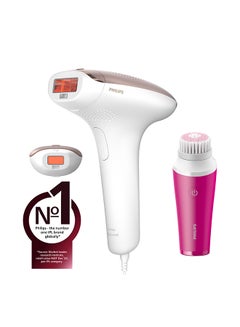 Philips Lumea IPL, Hair Removal, 7000 Series, Skintone Sensor, 2 Attachments, Body, Face, VisaPure Mini Facial Cleanser, Corded Use, BRI924/60, 60 Days Money Back Guarantee White/Pink