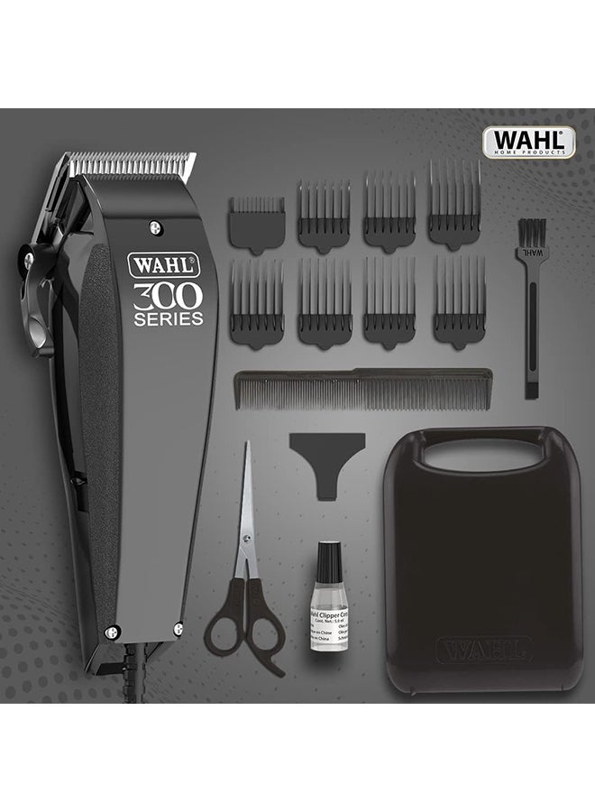 WAHL Wahl Home Pro 300 Series Hair Cutting Kit, Corded Hair Clipper Kit For Mens Grooming, 8 Comb Attachments, Self Sharpening Precision Blades With Taper Lever, 09247-1327 Black/Silver  - Image 3