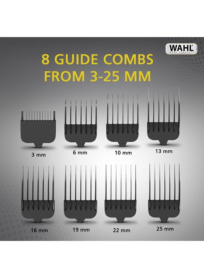 WAHL Wahl Home Pro 300 Series Hair Cutting Kit, Corded Hair Clipper Kit For Mens Grooming, 8 Comb Attachments, Self Sharpening Precision Blades With Taper Lever, 09247-1327 Black/Silver  - Image 4
