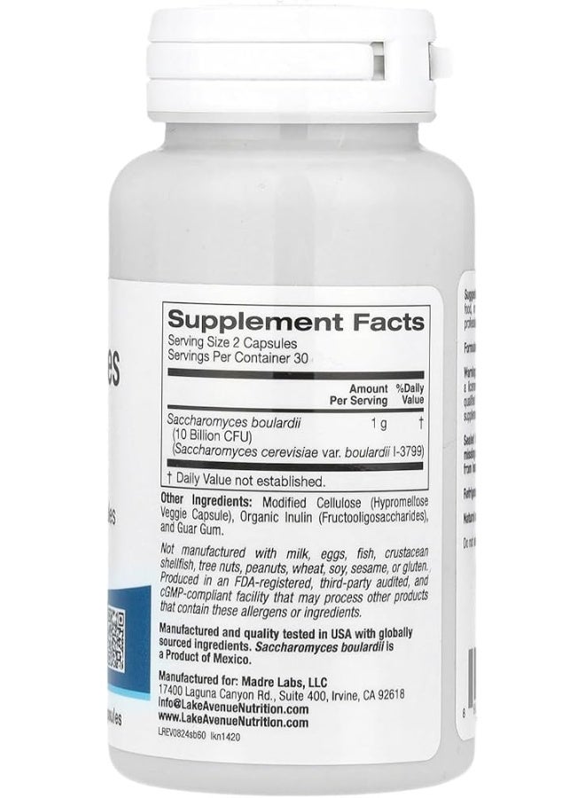 Lake Avenue Nutrition Saccharomyces Boulardii 10 Billion Cfu 60 Veggie Capsules - Image 2