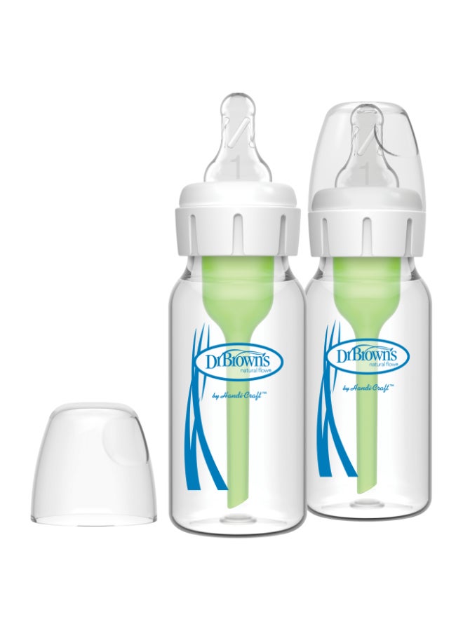دكتور براونز عبوة من قطعتي زجاجة تغذية ورضاعة أوبشن بلس مضادة للمغص، حجم 120 مل - Image 2