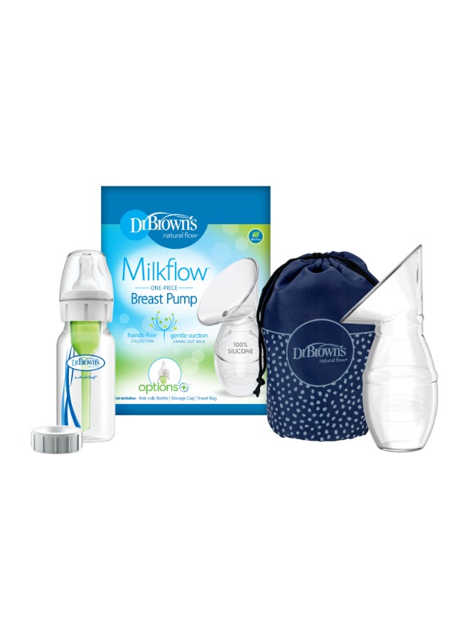 Dr. Brown’s One-Piece Silicone Breast Pump With 120 Ml Pp Narrow Options+ Baby Bottle  - Image 1
