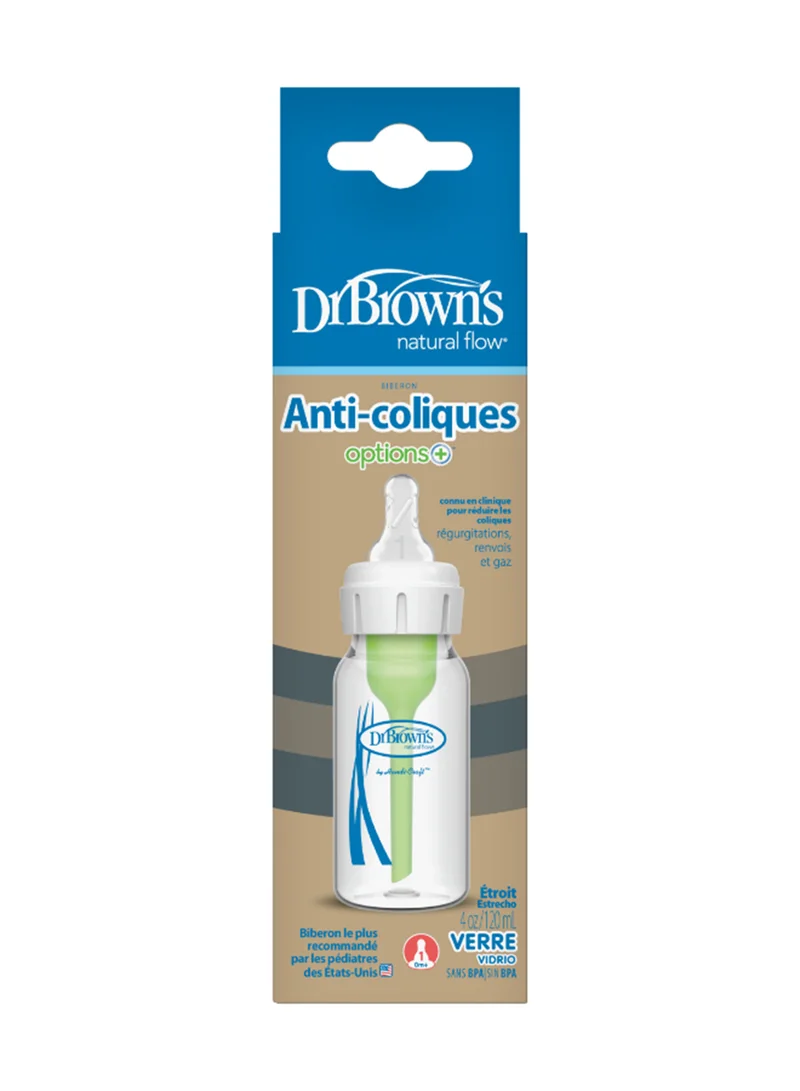 Dr. Brown’s Pack Of 1 Anti-Colic Narrow Glass Baby Feeding Bottle 120 ML, 0 Months +