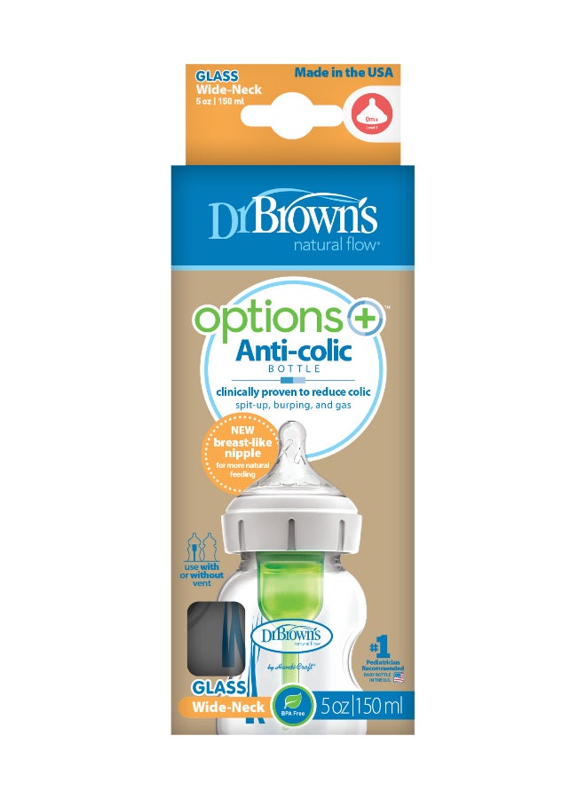 Dr. Brown’s 5 Oz/150 Ml Glass W-N Anti-Colic Options+ Bottle, 1-Pack - Image 2