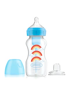 Dr. Brown’s 9 Oz/270 Ml Pp W-N Anti-Colic Options+ Blue Rainbows Bottle With Sippy Spout (+L3 Nipple In Bottle), 1-Pack  - Image 1