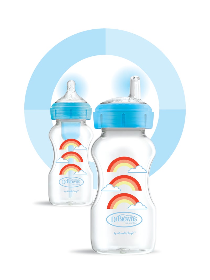 Dr. Brown’s 9 Oz/270 Ml Pp W-N Anti-Colic Options+ Blue Rainbows Bottle With Sippy Spout (+L3 Nipple In Bottle), 1-Pack - Image 5