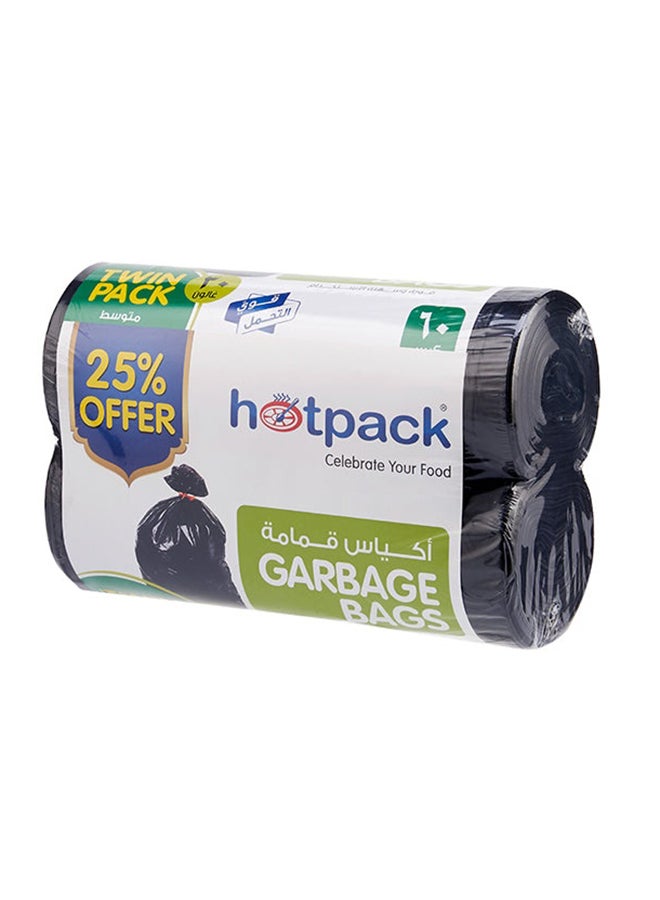 Hotpack - Twin Pack 60-Piece Garbage Bags 30 Gallon Black 65x95cm - Image 1