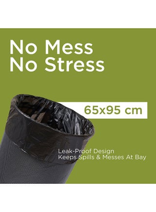 Hotpack Disposable Strong & Bio-Degradable Garbage Roll Twin Pack, 30 Gallon 65x95cm, 60 Pieces Black 65x95cm - view 3