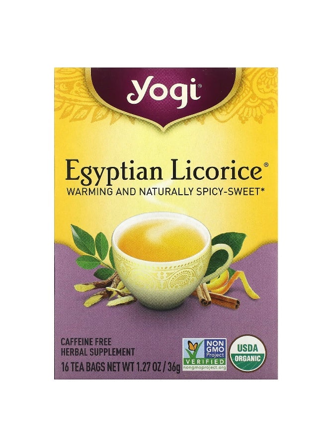 YOGI Egyptian Licorice Caffeine Free 16 Tea Bags 1.27 Oz 36 G - Image 1