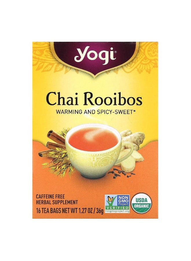 YOGI Chai Rooibos, Caffeine Free, 16 Tea Bags, 1.27 oz (36 g) Packaging May Vary - Image 1