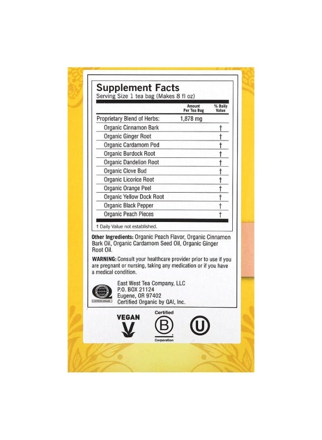 YOGI Peach DeTox, Caffeine Free, 16 Tea Bags, 1.12 oz (32 g) - Image 1