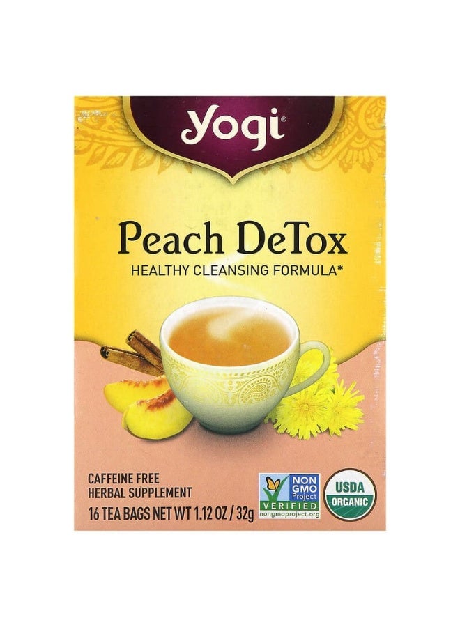 YOGI Peach DeTox, Caffeine Free, 16 Tea Bags, 1.12 oz (32 g) - Image 3