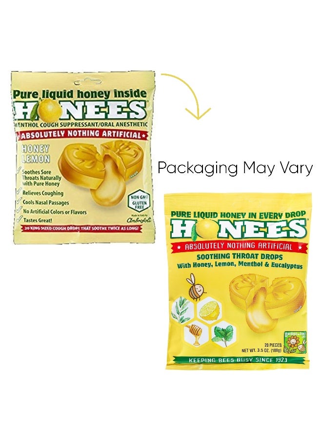 Honees Soothing Throat Drops With Real Liquid Honey 20 Pieces 3.5 Oz Packaging May Vary - Image 3