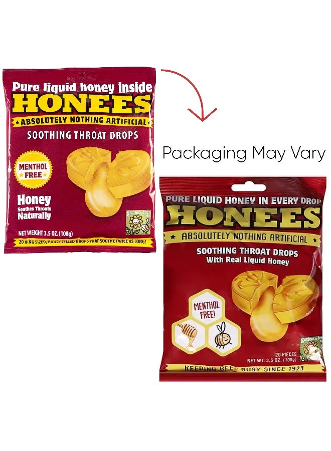 Honees Soothing Throat Drops With Real Liquid Honey 20 Pieces 3.5 Oz Packaging May Vary - Image 2