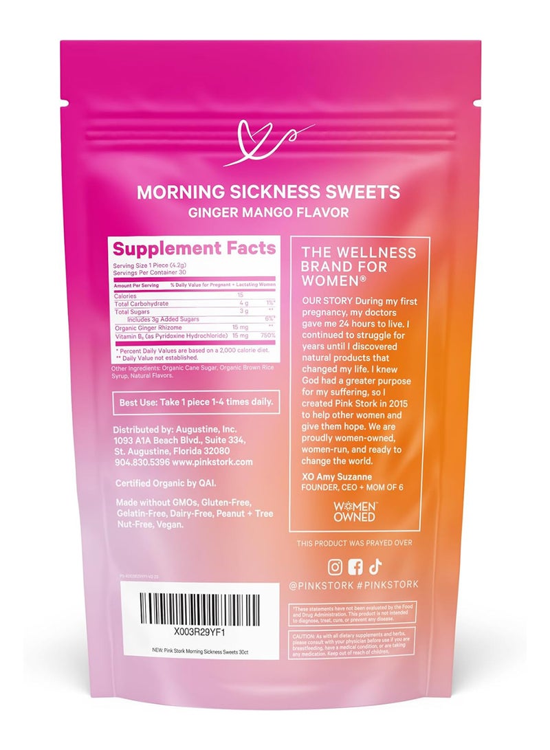 Pink Stork - Pack Of 30 Mango Ginger Morning Sickness Sweets Organic Lozenge - Image 1