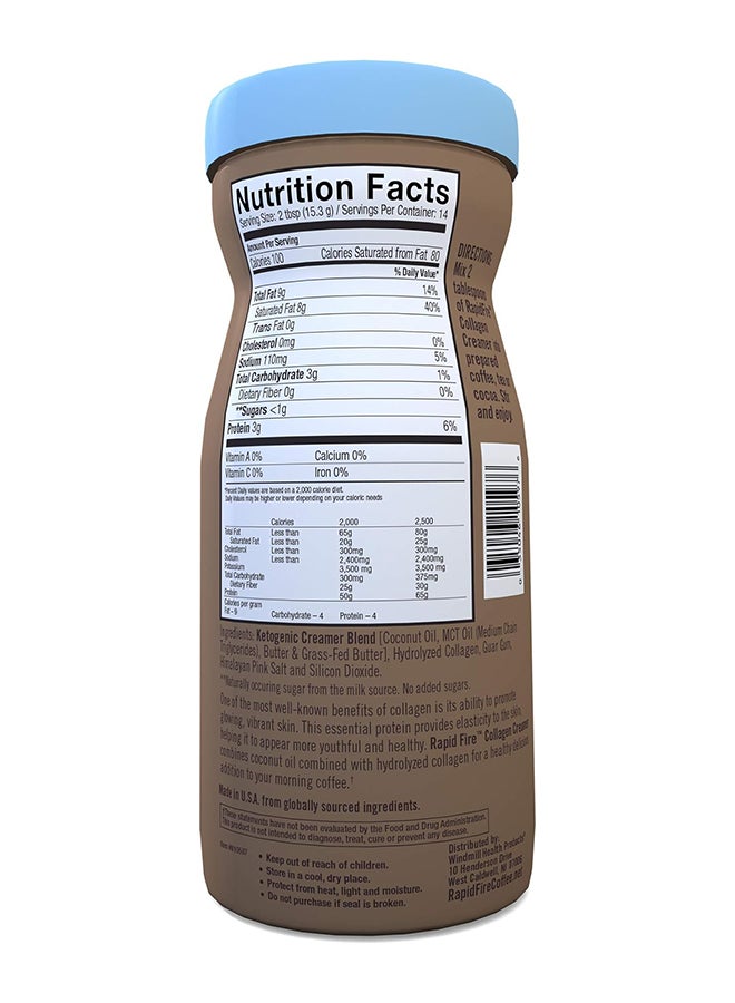 Rapid Fire Collagen Creamer Unflavored Infused With Coconut Mct'S Grass Fed Butter And Himalayan Salt Collagen Peptides 14 Servings 217 G - Image 2