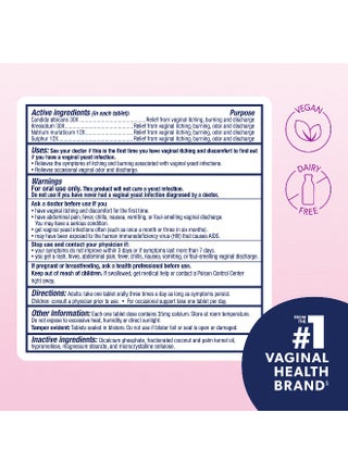 AZO Yeast Plus Dual Relief Tablets, , FSA/HSA Eligible, Yeast Infection and Vaginal Symptom Relief, Relieves Itching & Burning, 60 Count - view 4