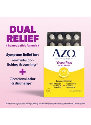 AZO Yeast Plus Dual Relief Tablets, , FSA/HSA Eligible, Yeast Infection and Vaginal Symptom Relief, Relieves Itching & Burning, 60 Count - view 5