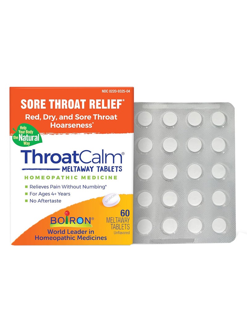 Boiron - Throat Calm, Sore Throat Relief, 60 Meltaway Tablets - Image 1