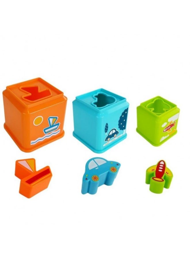 هوانجر مجموعة مكعبات تكديس بلاستيكية متعددة الألوان للأطفال من عمر سنة فما فوق مكونة من 8 قطع 32.6x21.8x9.2سم - Image 3