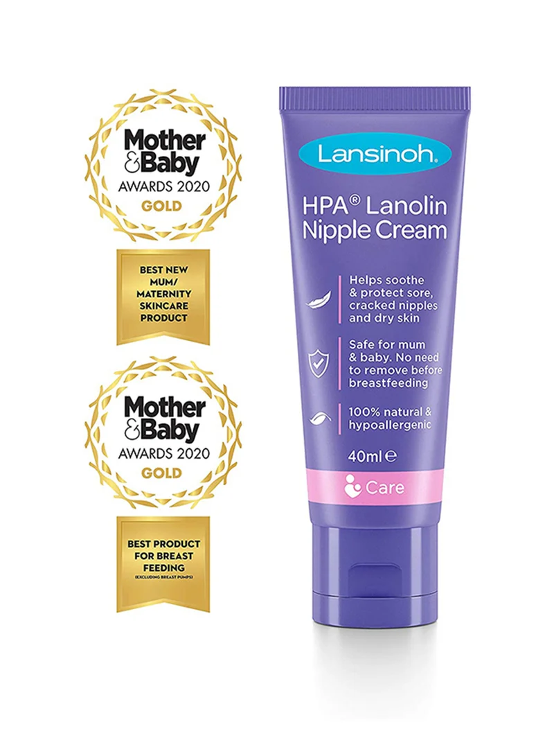 Lansinoh HPA Lanolin Nipple Cream 40ml For Cracked, Dry and Sore Nipples, Breast Feeding Moms, 100% Natural, Soothing, Tasteless & Odourless, Clinically Tested, Safe For Baby, Maternity Essentials