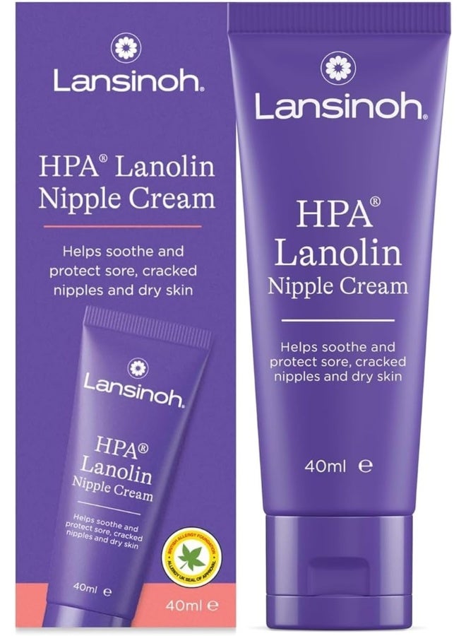 Lansinoh HPA Lanolin Nipple Cream 40ml For Cracked, Dry and Sore Nipples, Breast Feeding Moms, 100% Natural, Soothing, Tasteless & Odourless, Clinically Tested, Safe For Baby, Maternity Essentials - Image 1