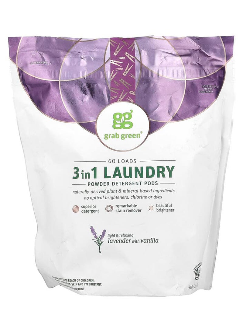 Grab Green 3-In-1 Laundry Powder Detergent Pods 2Lb 1080grams  - Image 1