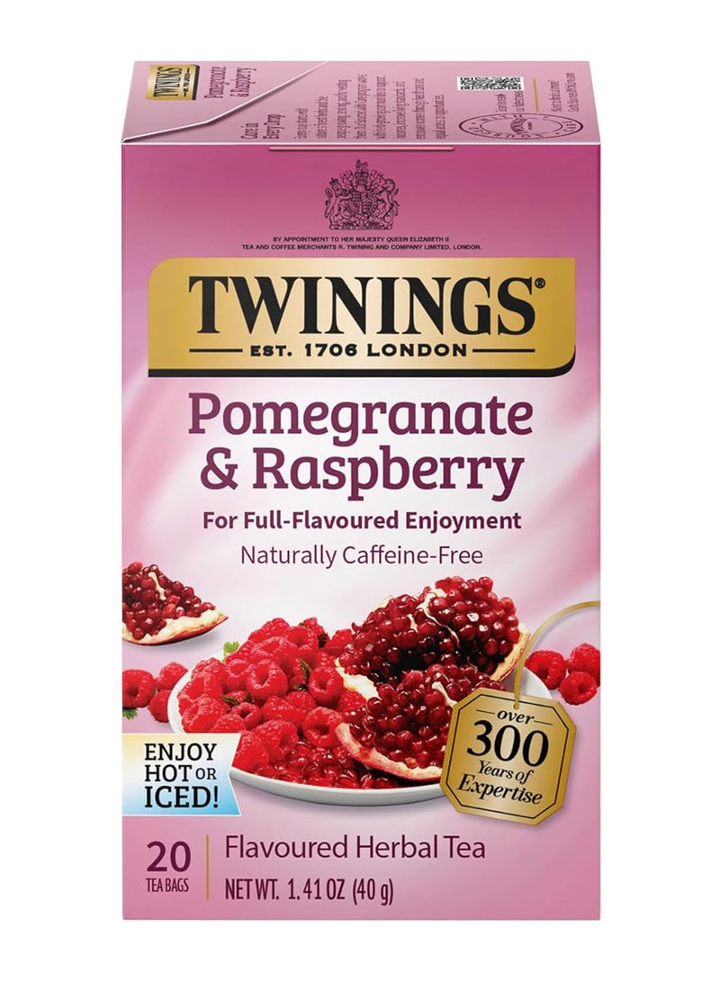 Twinings - Pomegranate And Raspberry Herbal Tea 1.41ounce Pack of 20 - Image 1