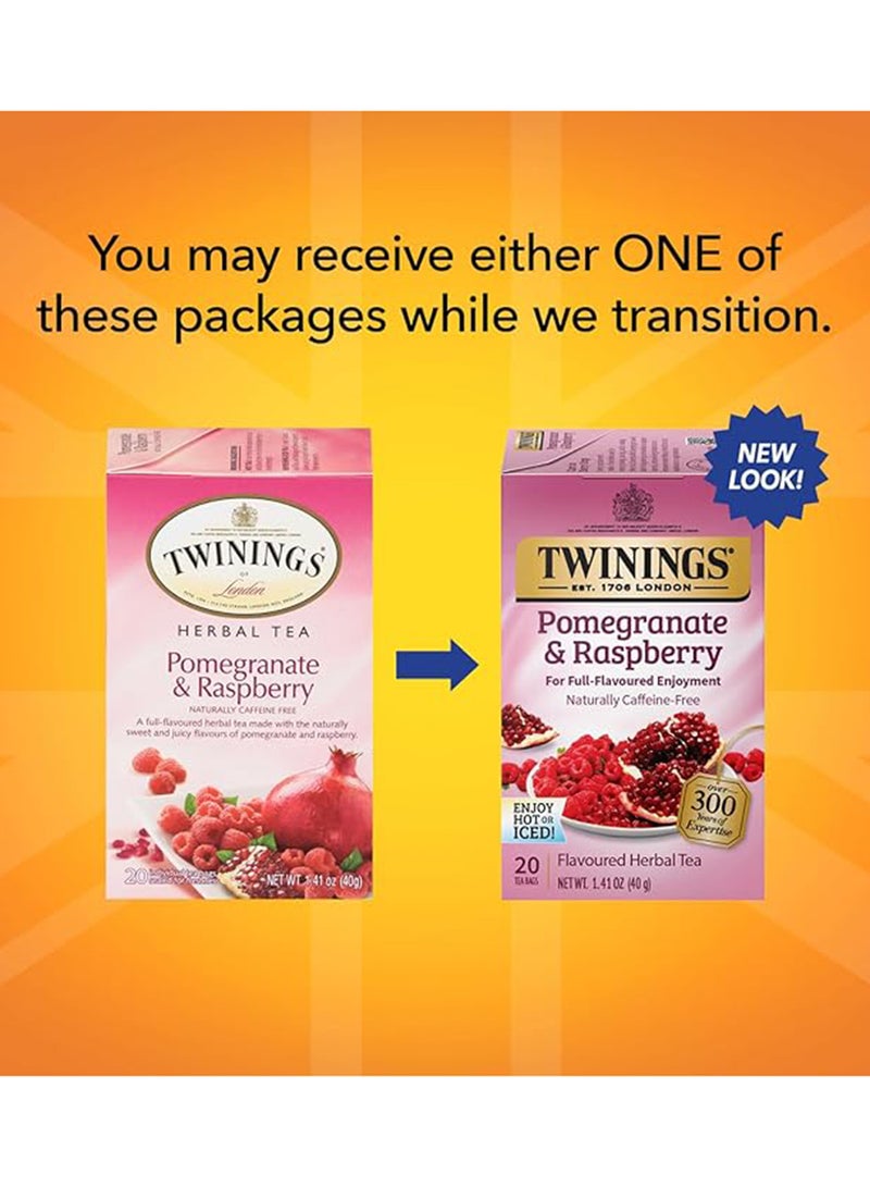 Twinings - Pomegranate And Raspberry Herbal Tea 1.41ounce Pack of 20 - Image 1