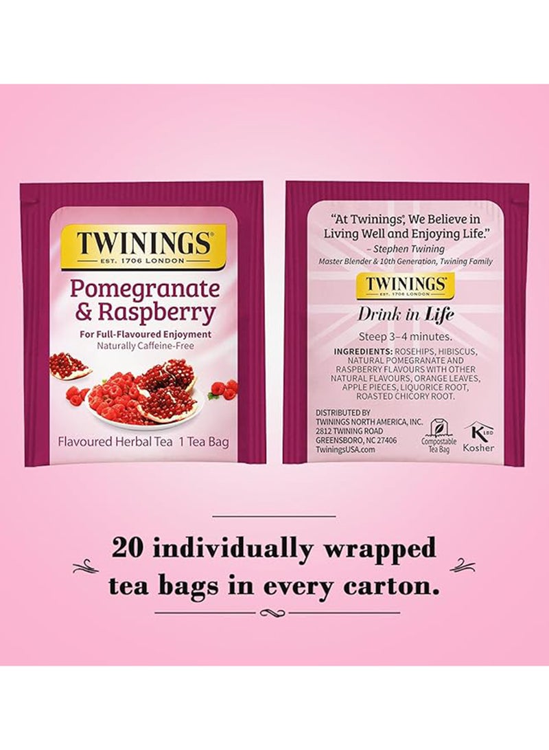 Twinings - Pomegranate And Raspberry Herbal Tea 1.41ounce Pack of 20 - Image 1