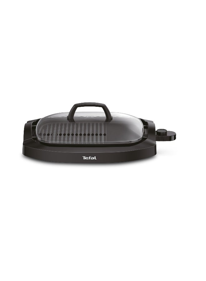 تيفال شواية بلانشا الكهربائية بدون دخان مع غطاء، بلاستيك/فولاذ، طهي صحي بقدرة 2000 وات CB6A0827 أسود/شفاف 2000 W CB6A0827 أسود/شفاف - Image 1