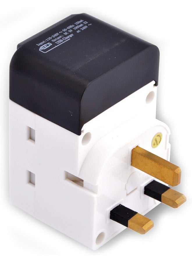 Terminator - 3 Way Multi Adaptor Socket White 96cm - Image 1