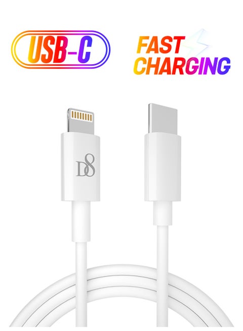 2-In-1 Type-c Tpe Braided Lightning And USB Data Cable For Apple iPhone White