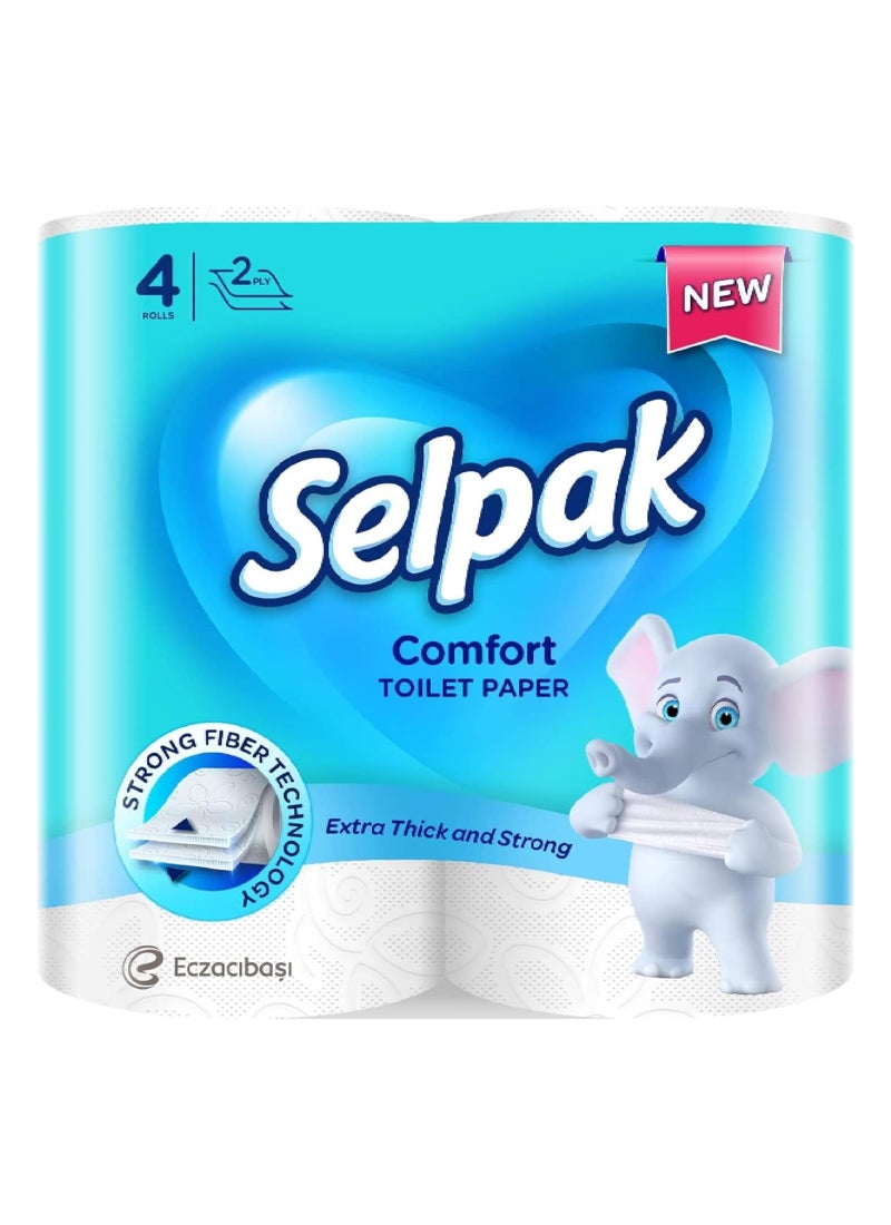 Comfort Toilet Paper 150 Sheets x 2Ply, Pack of 4 Rolls