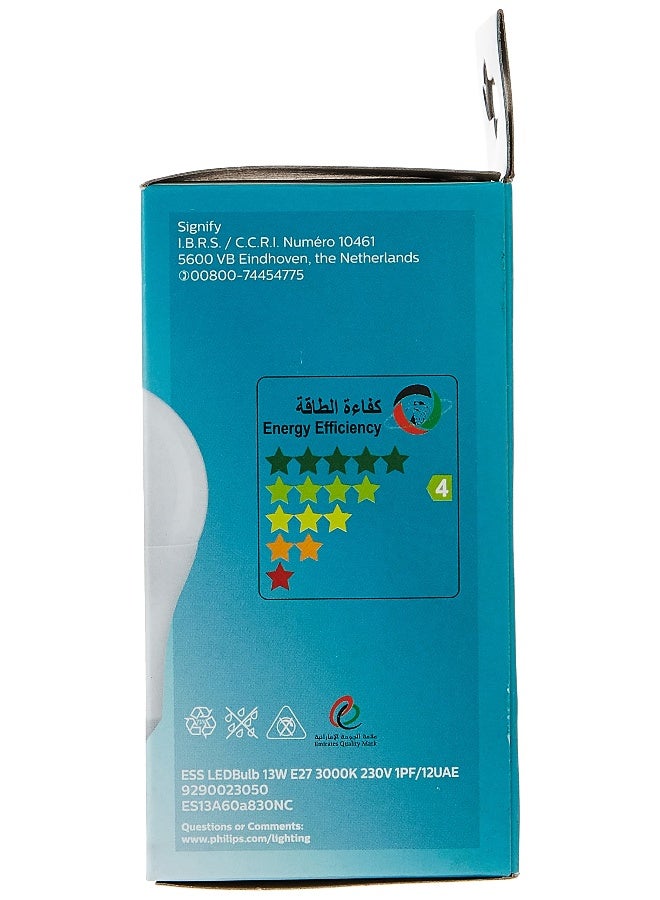 Philips - Essential Led Bulb13W E27 Capbase -Warm White. Warm White 12cm - Image 1