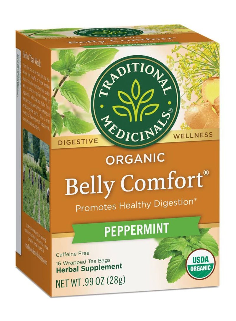 Traditional Medicinals Organic Belly Comfort, Promotes Healthy Digestion, Peppermint, Caffeine Free, 16 Tea Bags  - Image 1