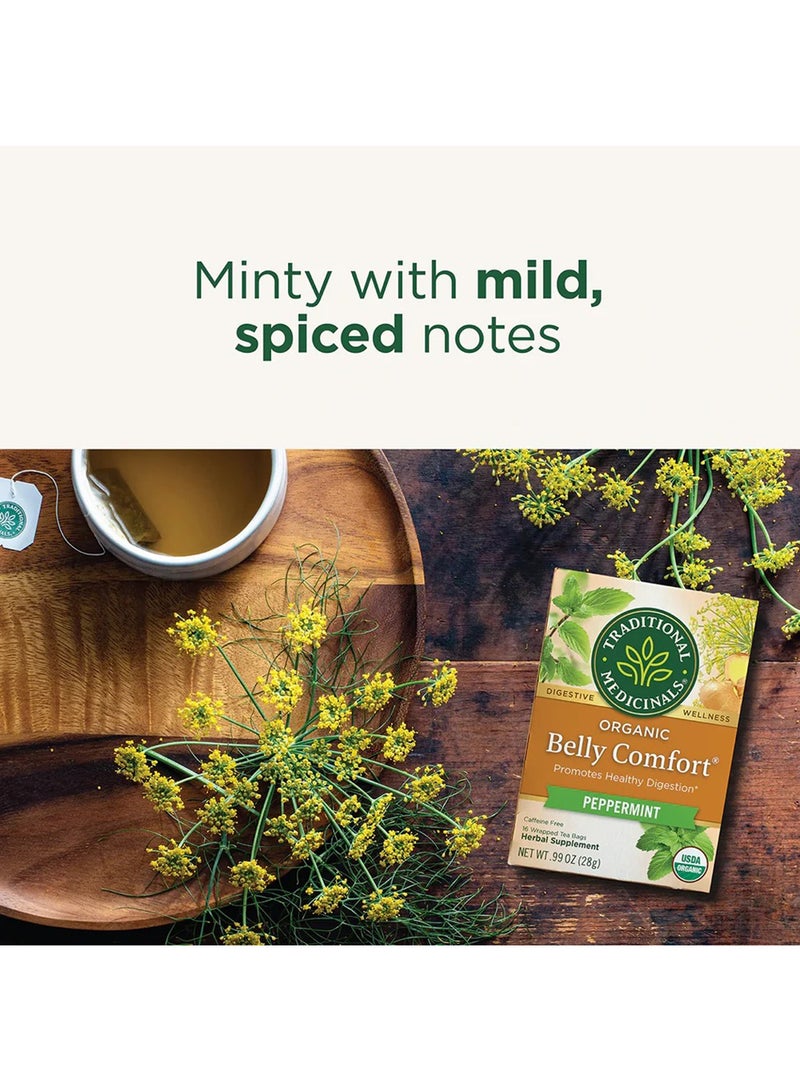 Traditional Medicinals Organic Belly Comfort, Promotes Healthy Digestion, Peppermint, Caffeine Free, 16 Tea Bags  - Image 3