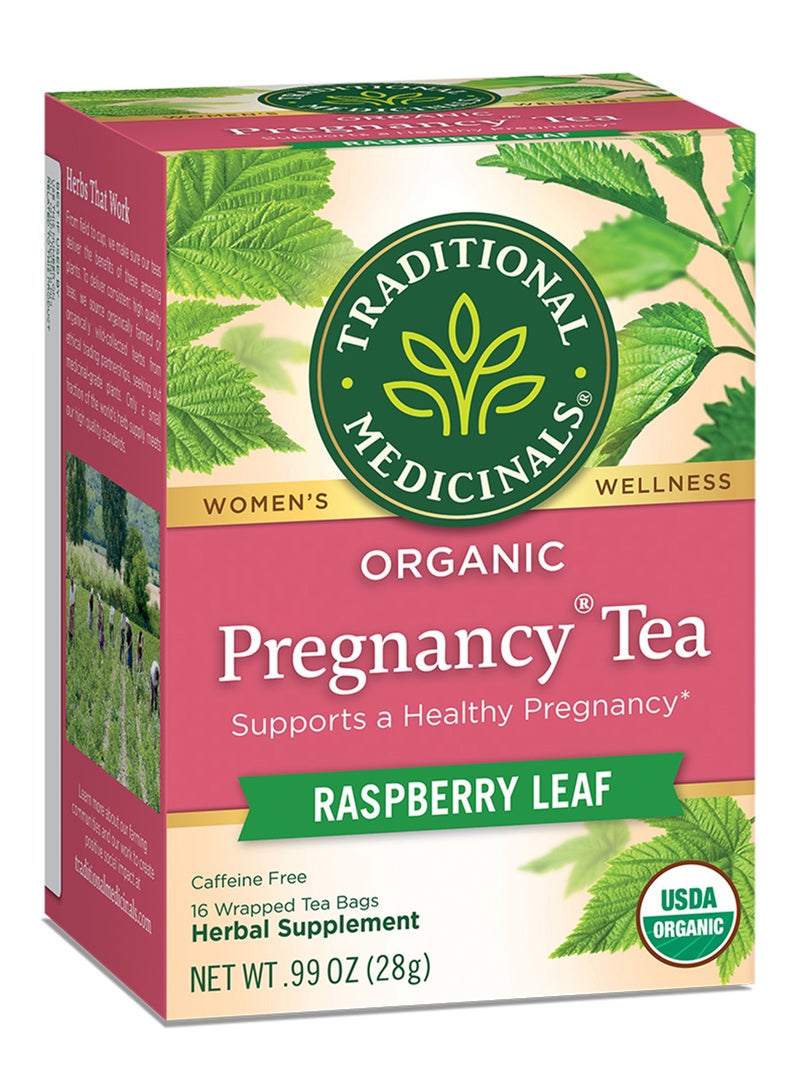 Traditional Medicinals - Organic Pregnancy Tea, Support Healthy Pregnancy, Raspberry Leaf, Caffeine Free, 16 Tea Bags - Image 1
