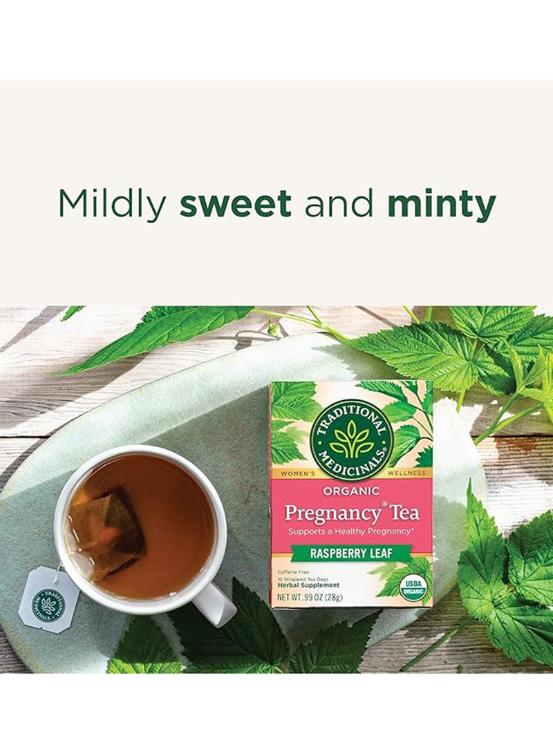 Traditional Medicinals - Organic Pregnancy Tea, Support Healthy Pregnancy, Raspberry Leaf, Caffeine Free, 16 Tea Bags - Image 1