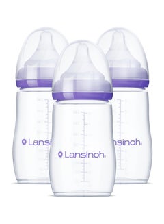 Lansinoh Feeding Bottles With Naturalwaveâ® Nipple, Medium Flow, 3 Bottles, 8 Oz (240 Ml) Each  - Image 1